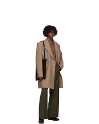 Lemaire Tan Wool Double Breasted Coat