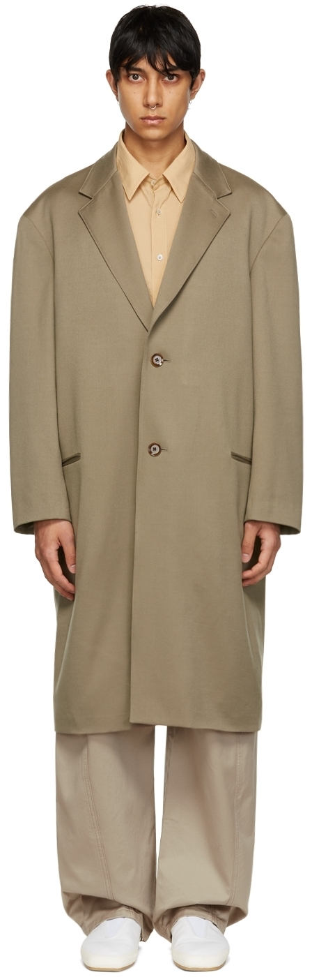 Lemaire Taupe Wool Coat, $1,275 | SSENSE | Lookastic