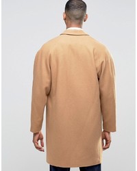 Asos Wool Mix Overcoat With Drop Shoulder In Camel