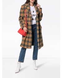 Burberry Double Breasted Check Faux Shearling Coat