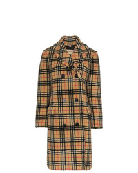 Burberry Double Breasted Check Faux Shearling Coat