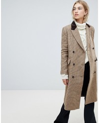 Moon River Houndstooth Double Breasted Coat Plaid