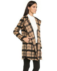 BB Dakota Kellen Collarless Wool Plaid Coat