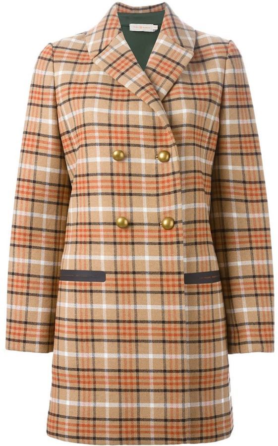 Tory Burch Checked Double Breasted Coat, $595  | Lookastic