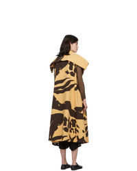 Issey Miyake Tan And Black Hold Print Sleeveless Coat