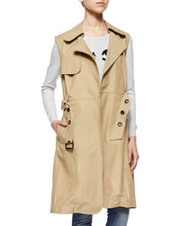 Milly Sleeveless Belted Waterproof Trench Coat