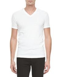 camiseta blanca hombre cuello v