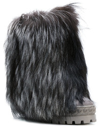 Casadei Racoon Fur Trimmed Chaucer Boots