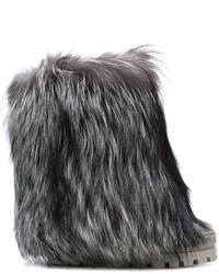 Casadei Racoon Fur Trimmed Chaucer Boots