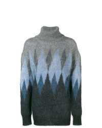 Charcoal Argyle Oversized Sweater