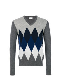 Charcoal Argyle V-neck Sweater