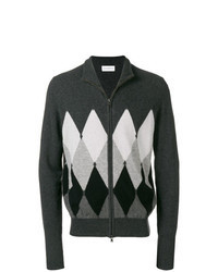 Charcoal Argyle Zip Sweater