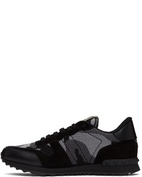 Valentino Garavani Black Grey Rockrunner Sneakers