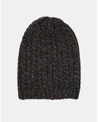 Asos Cable Slouchy Beanie Charcoal