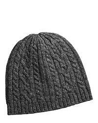 Auclair Cable Knit Beanie Hat Merino Wool Charcoal