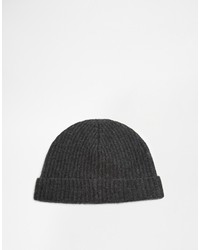 Asos Brand Cashmere Beanie In Gray