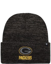 '47 Heathered Black Green Bay Packers Brain Freeze Tonal Cuffed Knit Hat In Heather Black At Nordstrom