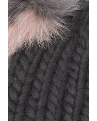 Eugenia Kim Mimi Faux Fur Trimmed Wool Beanie Gray