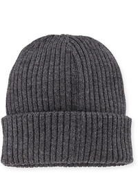 Moncler Ribbed Wool Beanie Hat Gray