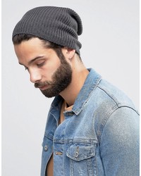 Asos Slouchy Beanie In Gray