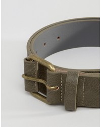 Asos Wide Belt In Gray With Buckle Detail