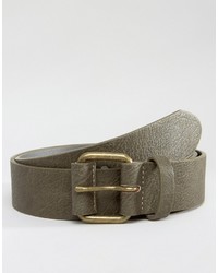 Asos Wide Belt In Gray With Buckle Detail