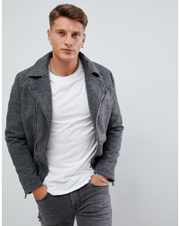 Armani Exchange Wool Biker Jacket In Grey