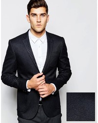 Asos Slim Suit Jacket In Textured Twill