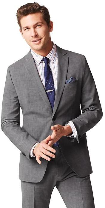 Banana Republic Tailored Fit Textured Grey Wool Suit Jacket