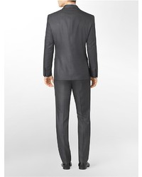 Calvin Klein Body Slim Fit Shiny Charcoal Sharkskin Suit Jacket