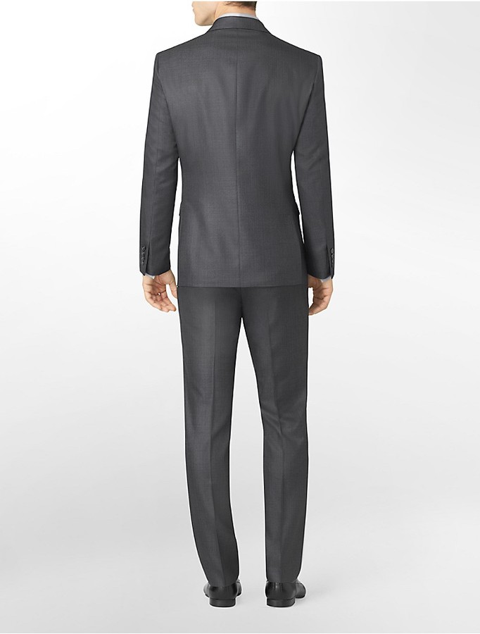 Calvin Klein Body Slim Fit Shiny Charcoal Sharkskin Suit Jacket, $400 ...
