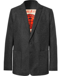 Dries Van Noten Charcoal Slim Fit Wool Flannel Blazer