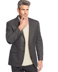 Greg Norman For Tasso Elba Charcoal Neat Elbow Patch Sport Coat