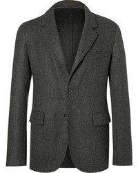 Caruso Grey Butterfly Slim Fit Unstructured Camel Hair Blazer
