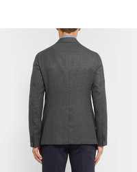 Caruso Grey Butterfly Slim Fit Unstructured Wool Hopsack Blazer