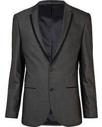 River Island Grey Contrast Slim Suit Jacket