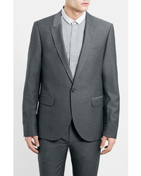 Topman Grey Skinny Fit Dobby Suit Jacket