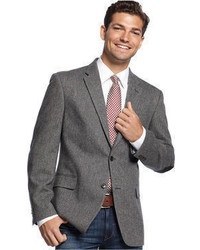 Tommy Hilfiger Jacket Herringbone Sportcoat With Elbow Patches Trim Fit