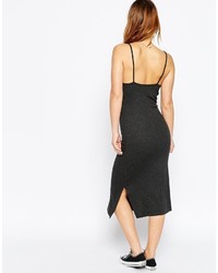 Asos Petite Bodycon Dress With V Neck And High Apex Cami In Rib