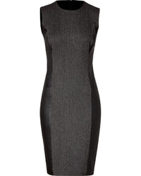 Ralph Lauren Black Label Wool Cashmere Herringbone Dress In Blackgrey