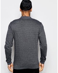 Asos Brand Jersey Bomber Jacket In Charcoal