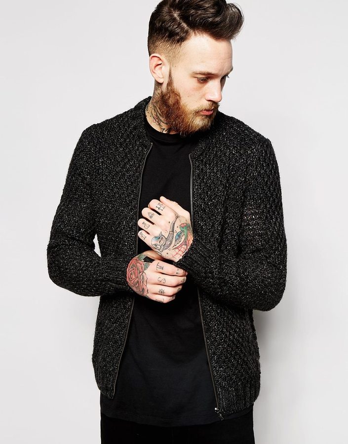 Asos Brand Knitted Bomber Jacket, $66 | Asos | Lookastic