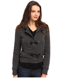 Dollhouse Hooded Zip Front Bomber W Knit Trim Toggles