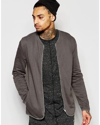 Asos Jersey Bomber Jacket With Curved Hem