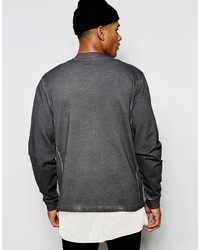 Asos Jersey Bomber Jacket With Oil Wash In Gray