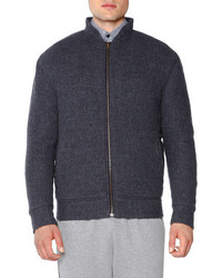 Tomas Maier Textured Cashmere Bomber Jacket Charcoal