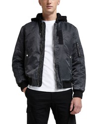 River Island Washed Mixed Media Jacket In Grey At Nordstrom