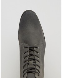 Asos Lace Up Boots In Gray
