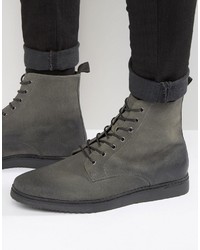 Asos Lace Up Boots In Gray