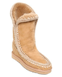 Mou 70mm Eskimo Shearling Wedge Boots